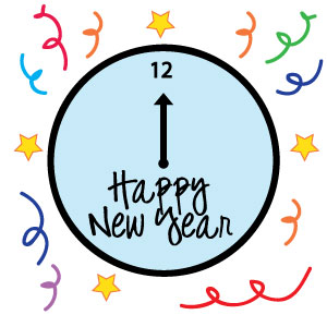 New Years Clock Clipart